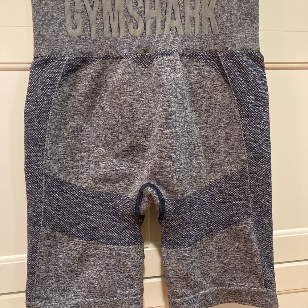 Gymshark Women's Heathered Gray and Navy Blue High Waisted Flex Shorts Size S